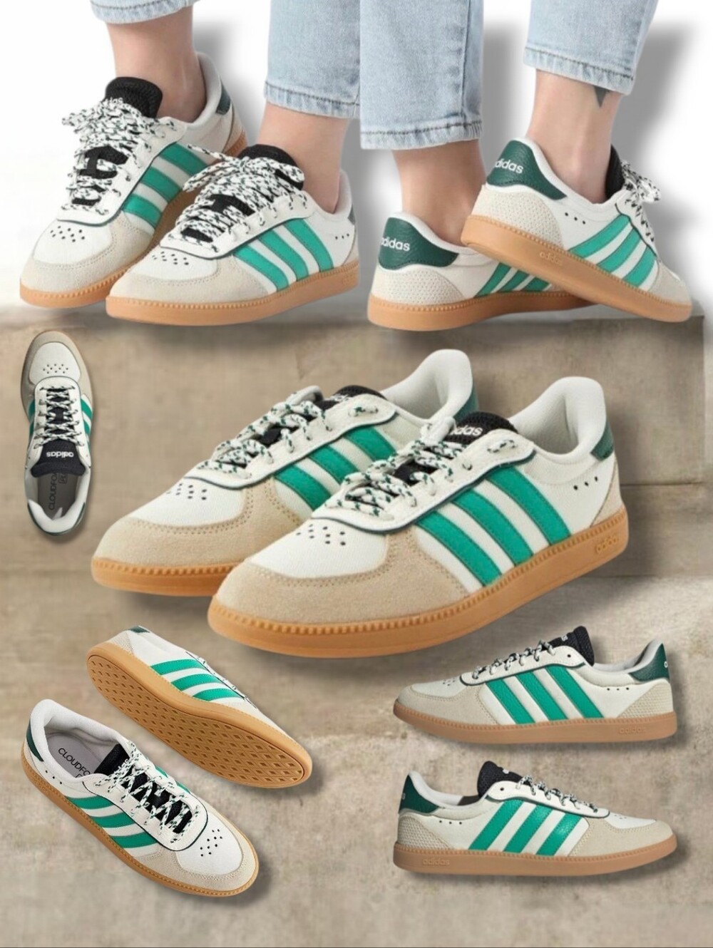 Like New 💚 ADIDAS Women's White/Green Breaknet Sleek Sneakers